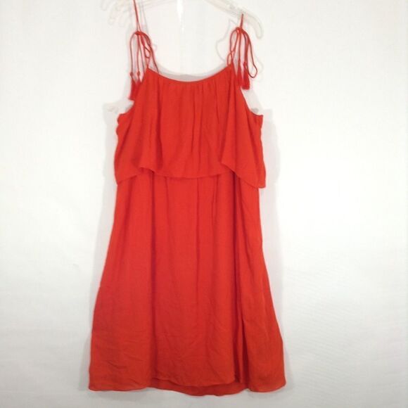 Laundry by Shelli Segal Orange Gauze Spaghetti Strap Sundress Size 10 - Picture 3 of 7